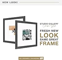 Vista 2 de Marco de 16 x 16 pulgadas MCS Studio Gallery Clásico, marco de madera de ingeniería con veta de madera negra, para colgar en vertical y horizontal