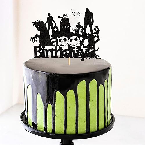 Miniatura 5 de Ercadio 1 paquete de decoración de pastel de cumpleaños de zombi de Halloween, zombies con purpurina, decoración para Halloween, temática de
