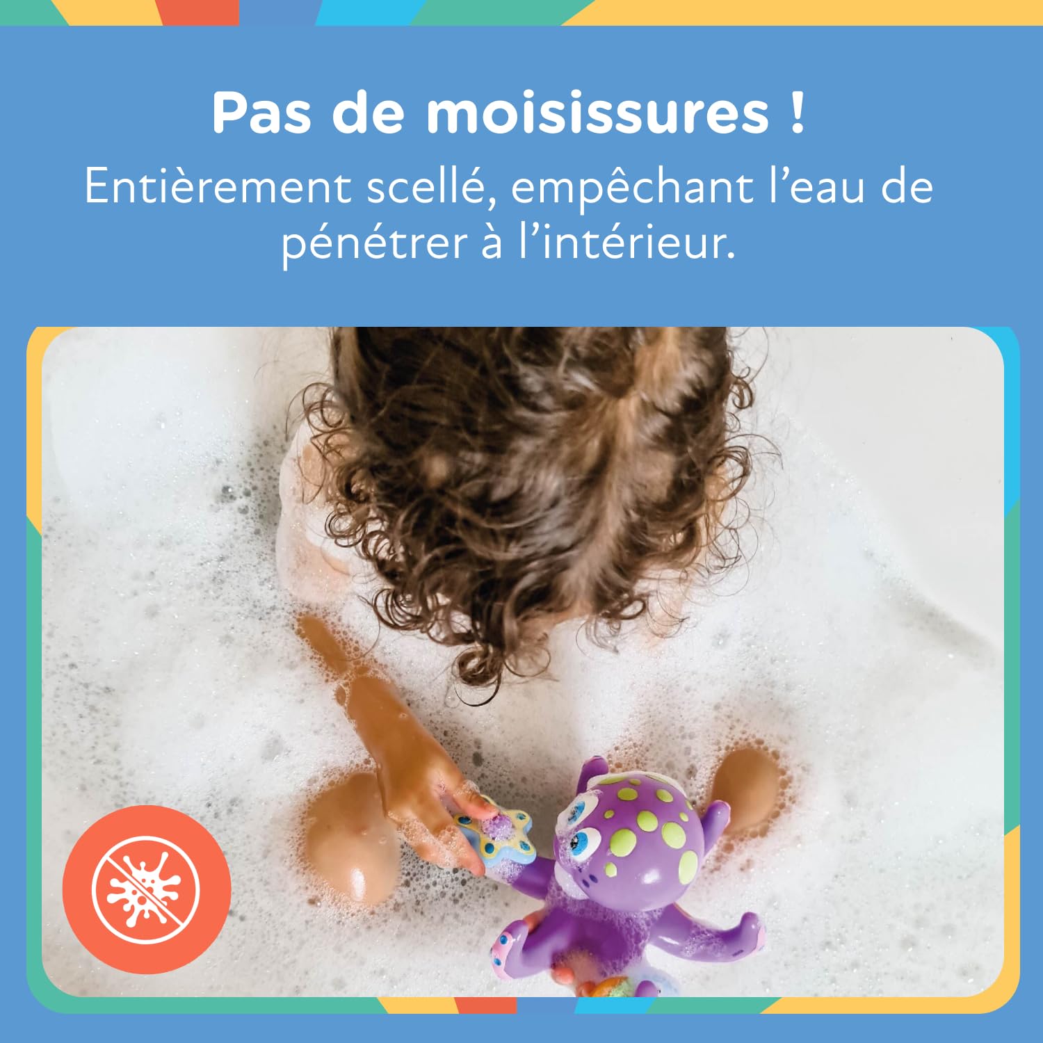 Nuby - Jouet de Bain pour Bébé - Pieuvre Intéractive Flottante avec Anneaux de Bain - Jouet de Bain Stimulant La Coordination œil-Main de Vos Petits - Idéal pour Les + 18 Mois - Violet