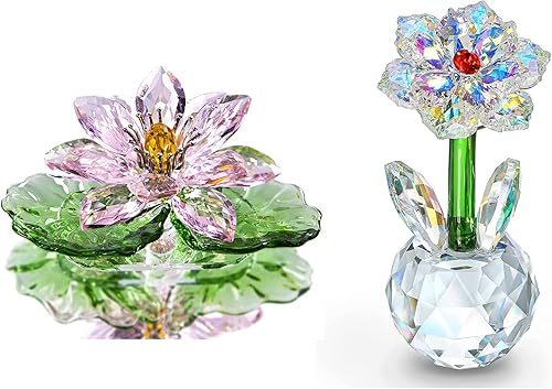 H&D HYALINE & DORA Figura de estatua de flor de cristal, adorno de cristal coleccionable, regalo de boda para el día de San Valentín para dama