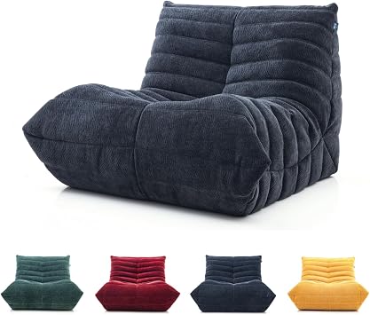 Lazy Sofa, Bean Bag Chair, Compression Design, for Office, Bedroom and Living Room, Reading Nook Chair Blue