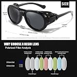 Retro Aviator Polarized Steampunk Sunglasses Men Women with Leather Side Shield Vintage Goggles Gothic