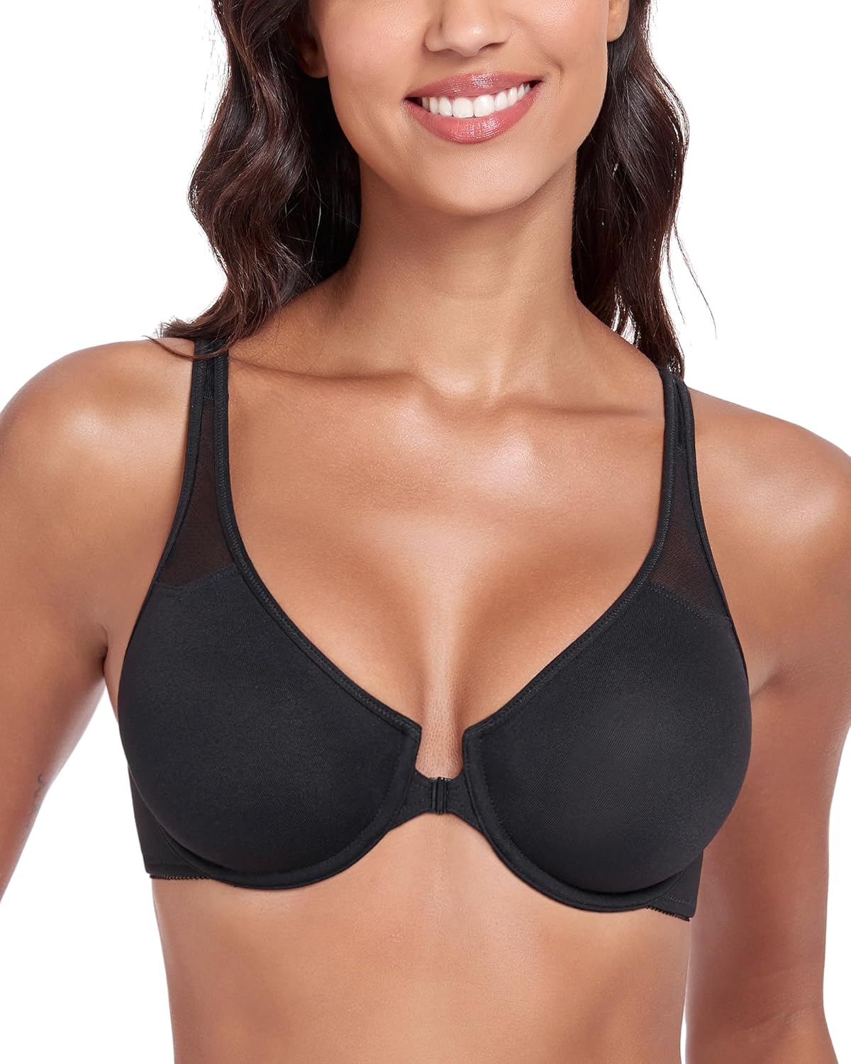 Lemorosy Women's Front Closure Comfortable Unlined Underwire Supportive Racerback Everyday Bra - Image 5