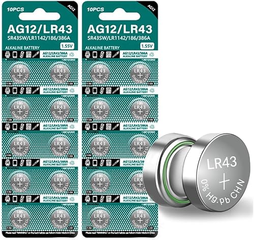 Cotchear 20 unids AG12 batería de moneda LR43 SR43 260 386 1.55 V pilas de reloj alcalino batería de celda de moneda