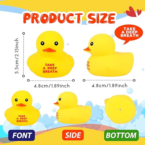 Miniatura 9 de Lenwen 60 piezas de mini patos motivacionales amarillos de goma de 1.38 pulgadas inspiradores de pato pequeño preescolar juguetes de baño para
