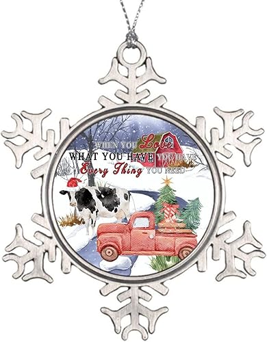Miniatura 7 de Funny Christmas Ornaments, Animals Christmas Tree Decorations - Farmhouse Red Truck Metal Snowflake Ornament Keepsakes - Best Gifts for Christmas