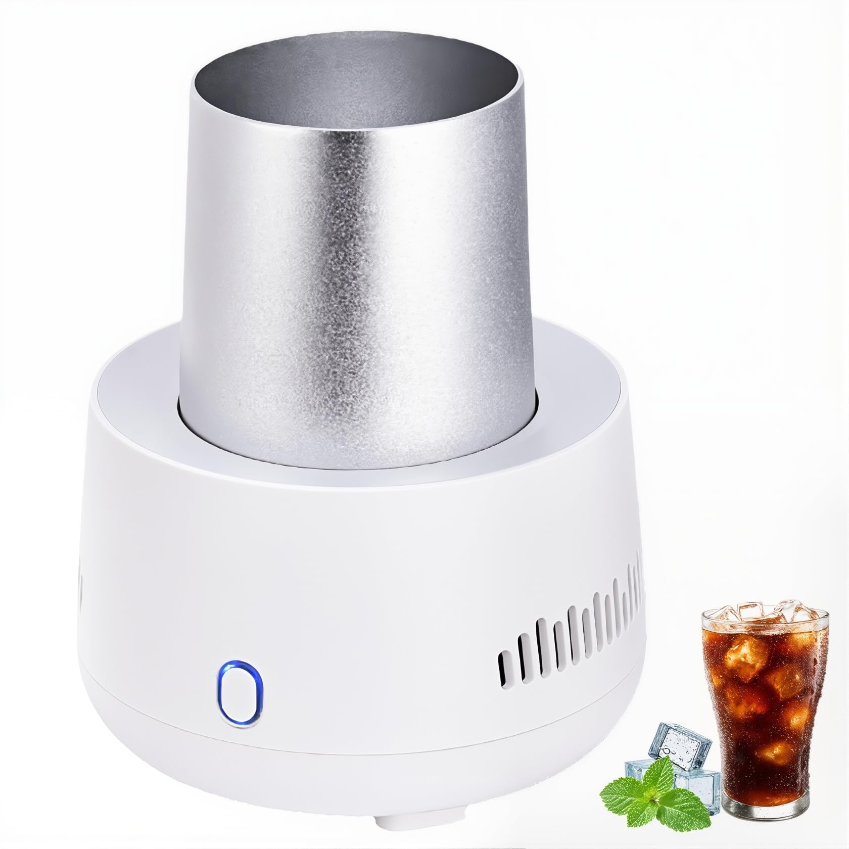 Enfriador de bebidas portátil USB, taza de enfriamiento rápido con 15 minutos de tiempo de enfriamiento, enfriador de control de temperatura de 24 horas para uso doméstico y de viaje