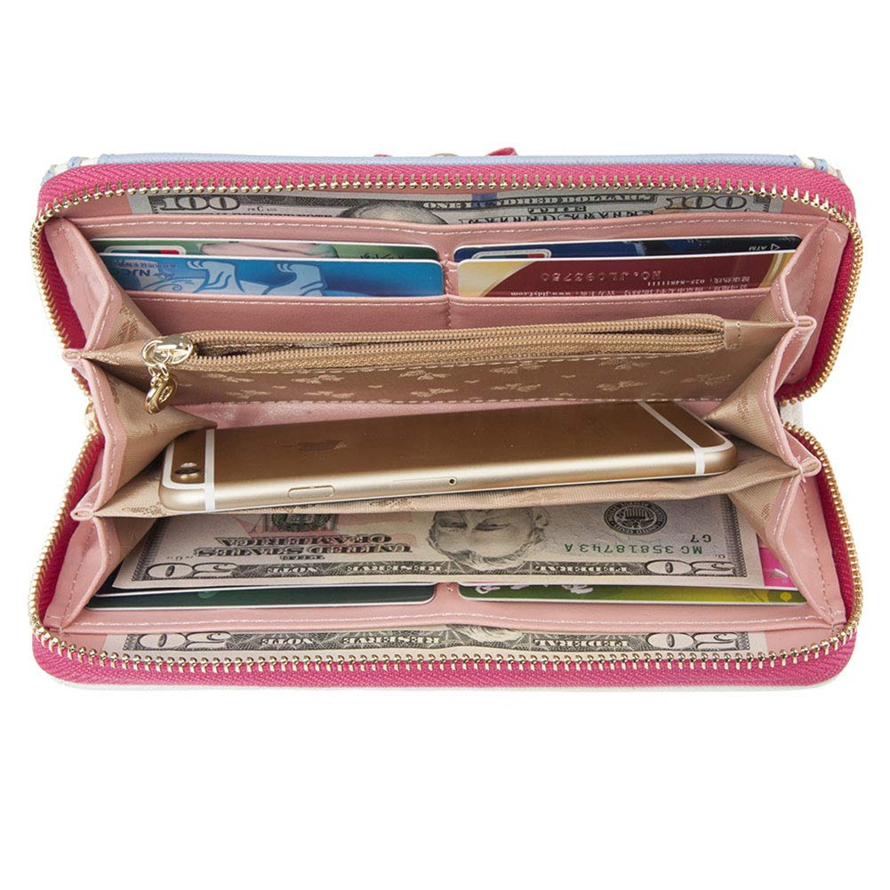 Indressme Girls Cute Round Zipper Wallet – Multi Card Case, Kawaii Style, 8 Card Slots + Money Clips, Perfect Gift For Teens