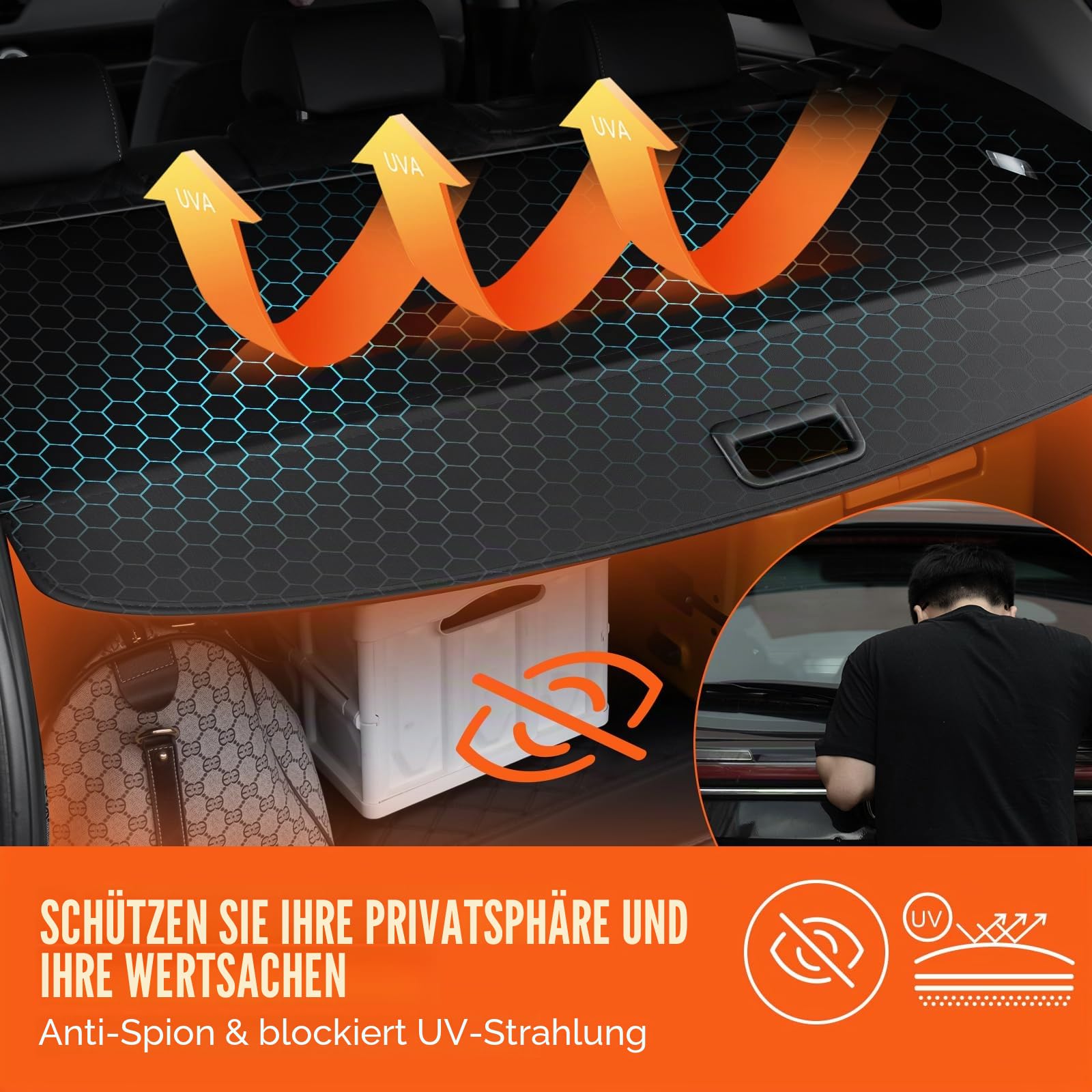 VEVOR Einziehbare Laderaumabdeckung wasserfeste Kofferraumabdeckung für Toyota RAV4 2019–2025 5-Seater, UV-beständige Kofferraumabdeckung aus Aluminiumlegierung & PVC-Lederstruktur