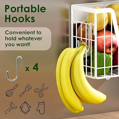 Miniatura 5 de Juego de 2 estantes magnéticos para refrigerador, cesta magnética blanca para almacenamiento organizador de refrigerador, contenedores de