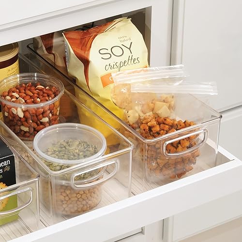 Miniatura 3 de iDesign Papelera apilable de plástico con asas para armarios o refrigerador, transparente, fabricado en Estados Unidos