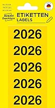 AVERY Zweckform 43-226 Year Numbers Stickers 2026 Self-Adhesive (60 x 24 mm, 100 Year Number Labels with Print 2026, for Folders, Completely Opaque, Permanent Adhesive), 20 Sheets, Yellow