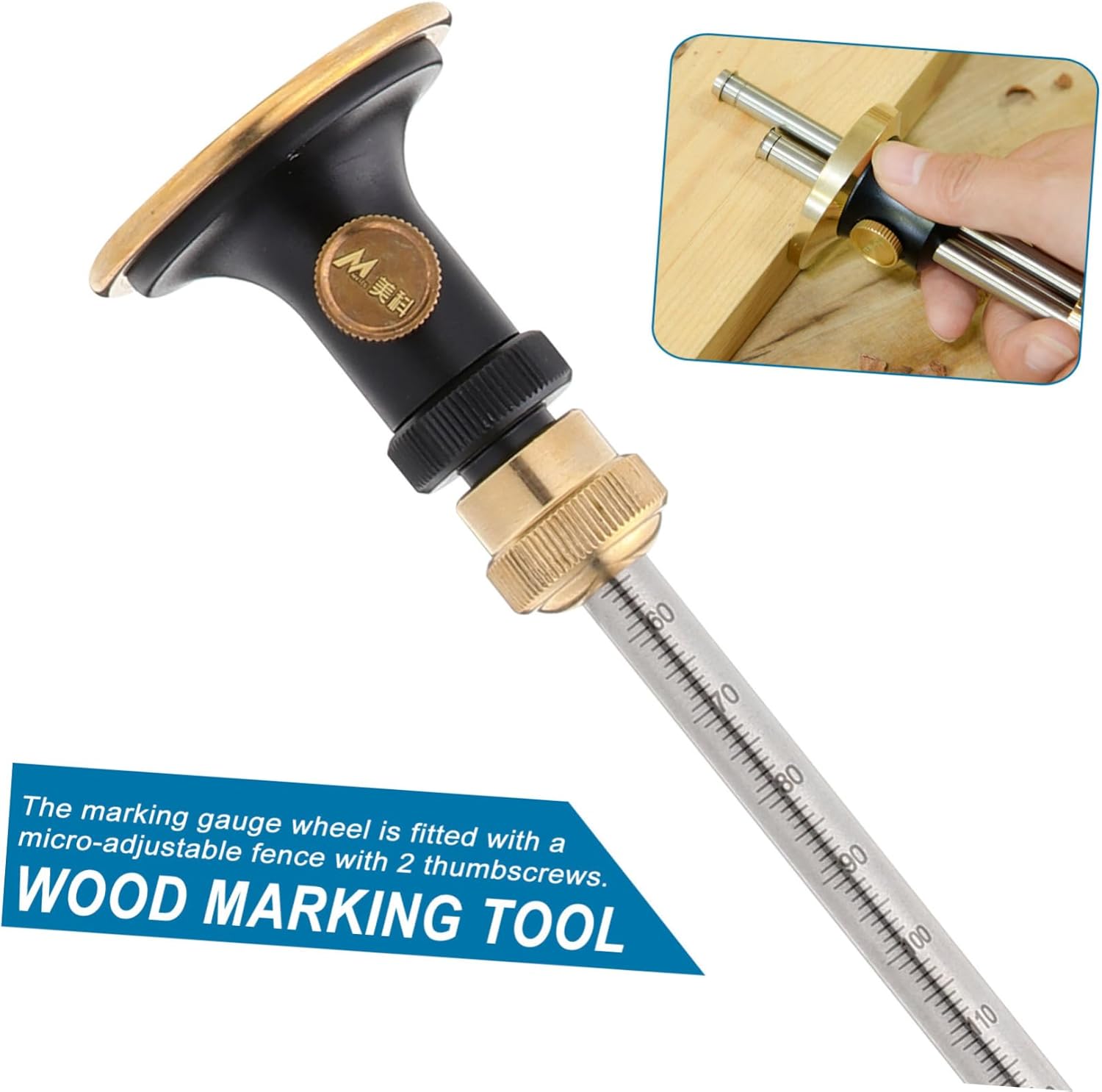 UPKOCH Durable Wood Marking Tool with Precision Scribing Wheel and Anti Design for Woodworking Projects Metric and Imperial Measurements