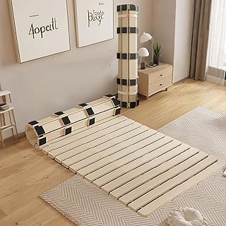 Floor Bed Frame Japanese Bed Frame Foldable Slatted Bed Base Wooden Floo...
