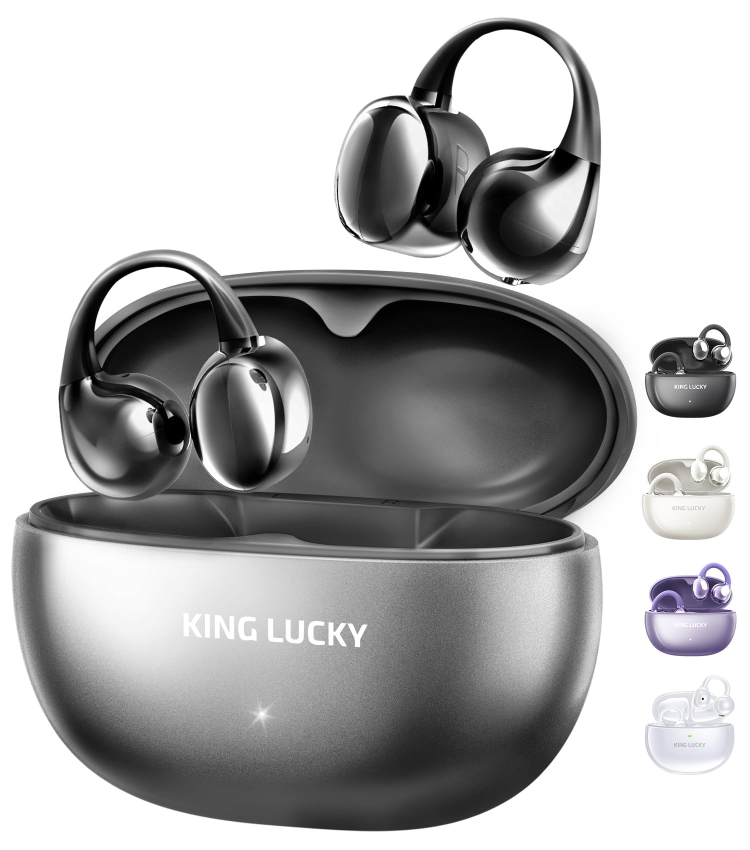 king luckyイヤーカフ イヤホン【ワイヤレス オープン イヤー Blue…