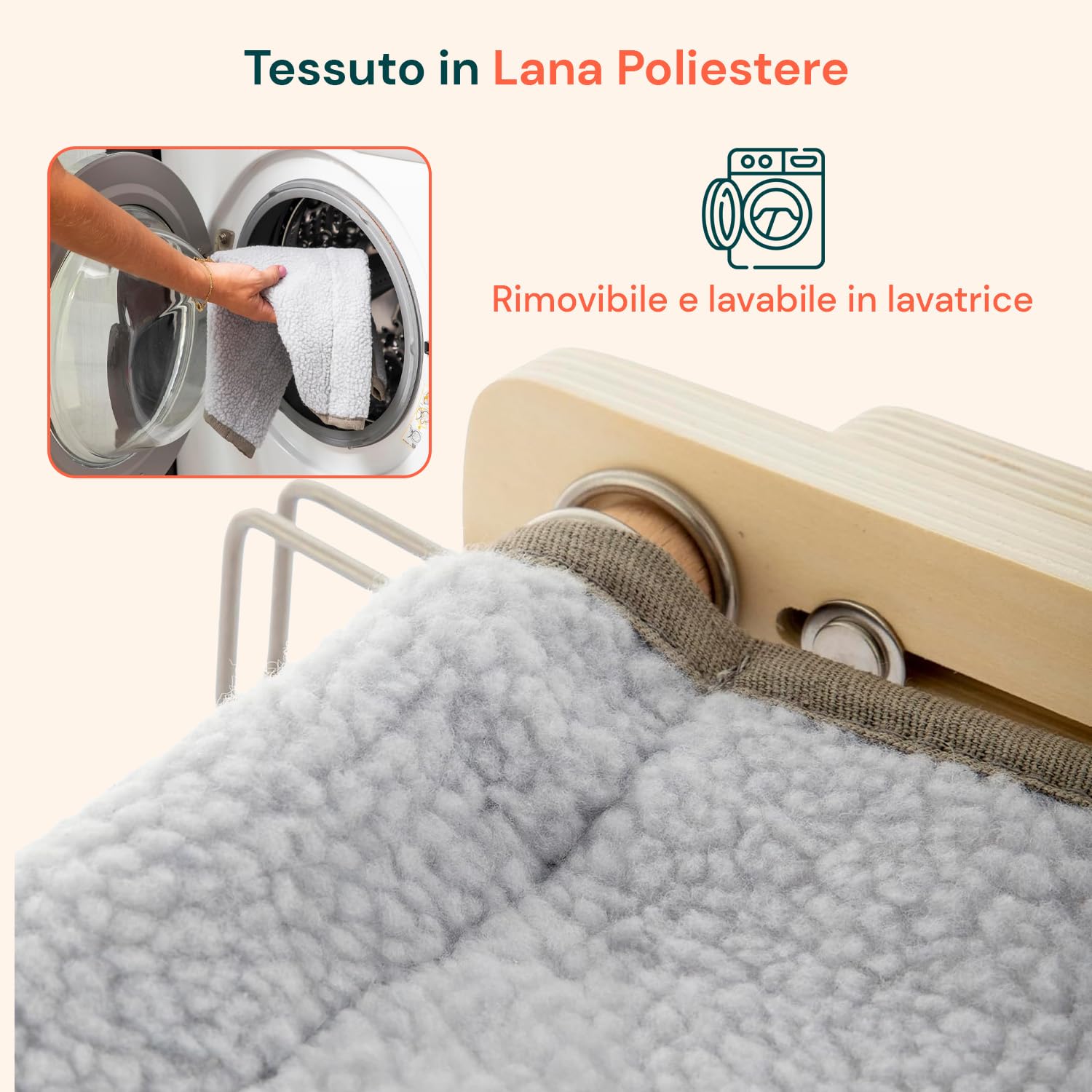 Wintem - Amaca per Gatti Pensile fino a 20kg in Stoffa Resistente con Supporto in Legno e Metallo, Facile da Montare su Finestre, Pareti, Mobili o Angoli - Accessorio per Gatto