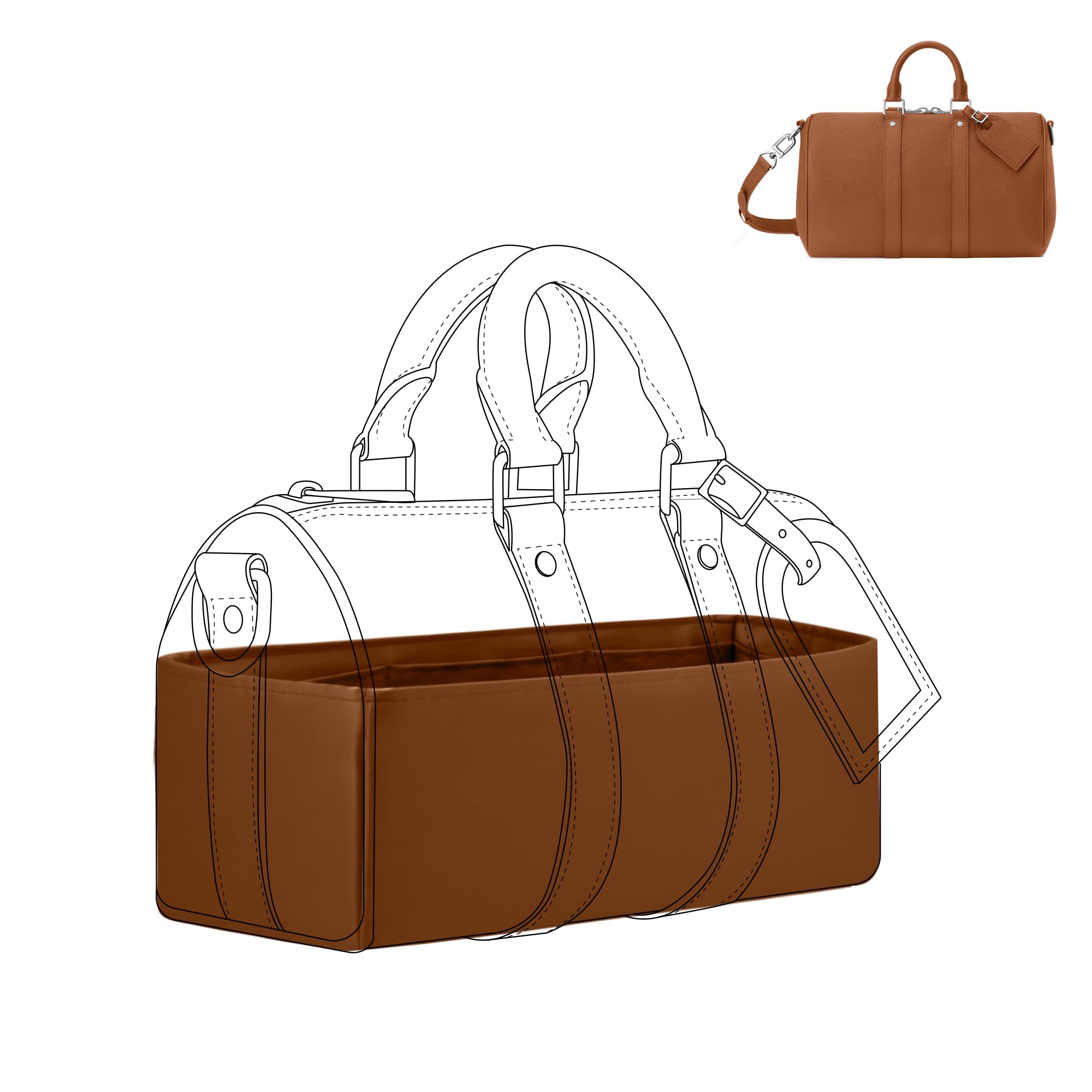 DGAZ Organizador Interior para Keepall 25, Inserto de Satén, Gold