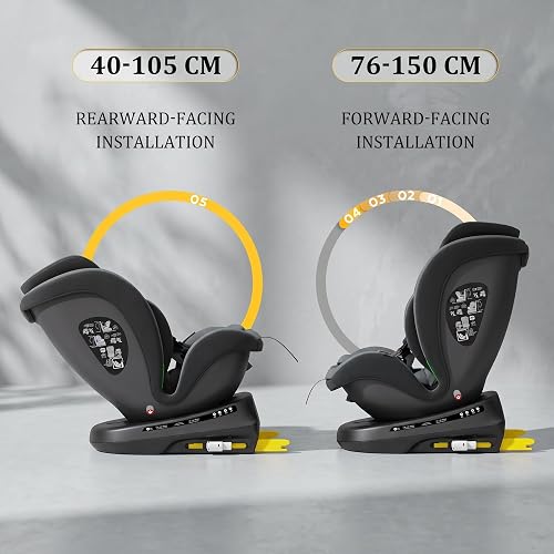 Reecle I-Size Siège auto bébé 360 Pivotant Avec Isofix, 40-150 cm, 0-12 ans - 4
