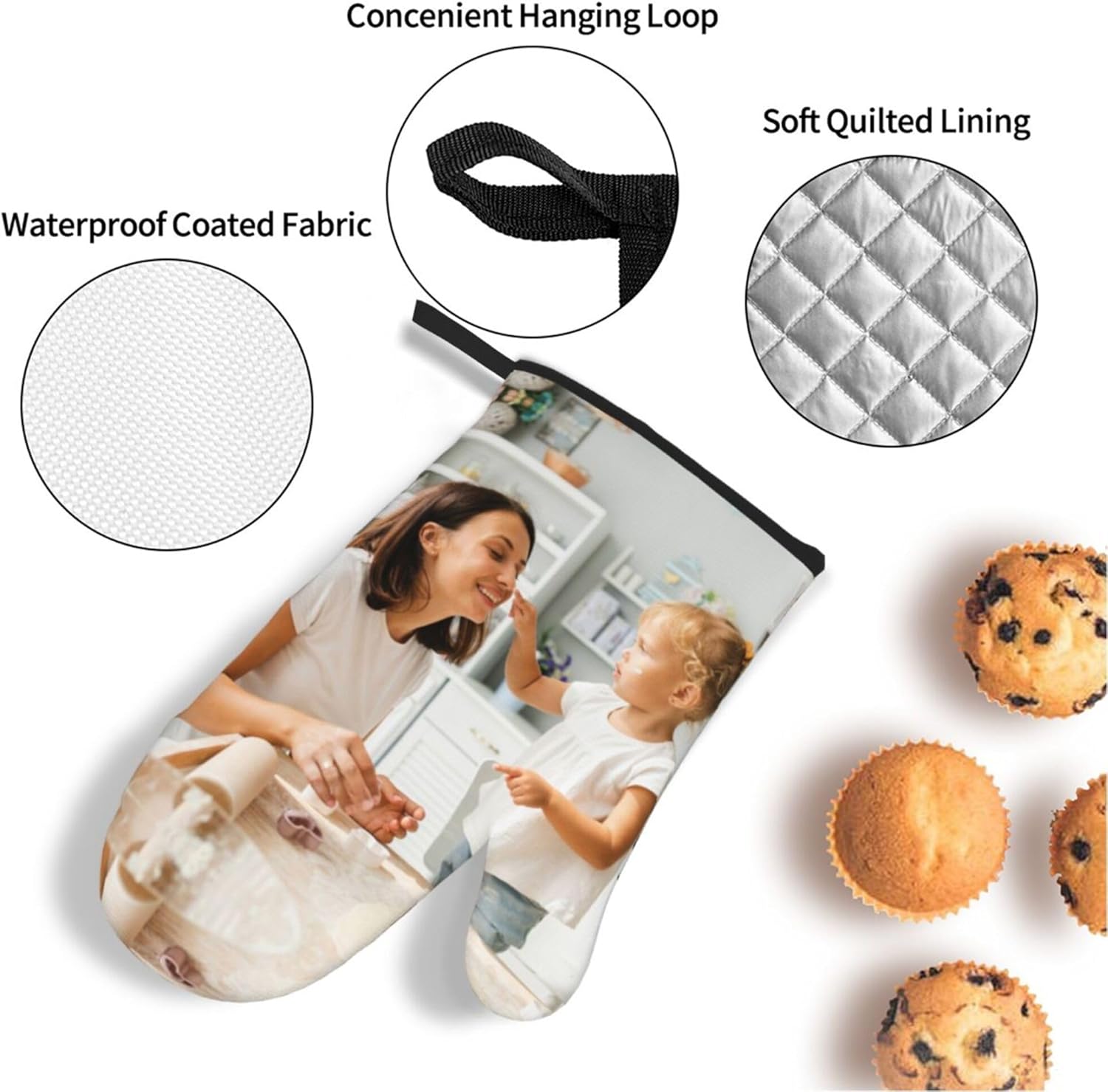 Personalized Oven Mitts, Custom Oven Mitts and Pot Holders Sets Custom Kitchen, Baking,Cooking as Gifts for Women,Friend,Family