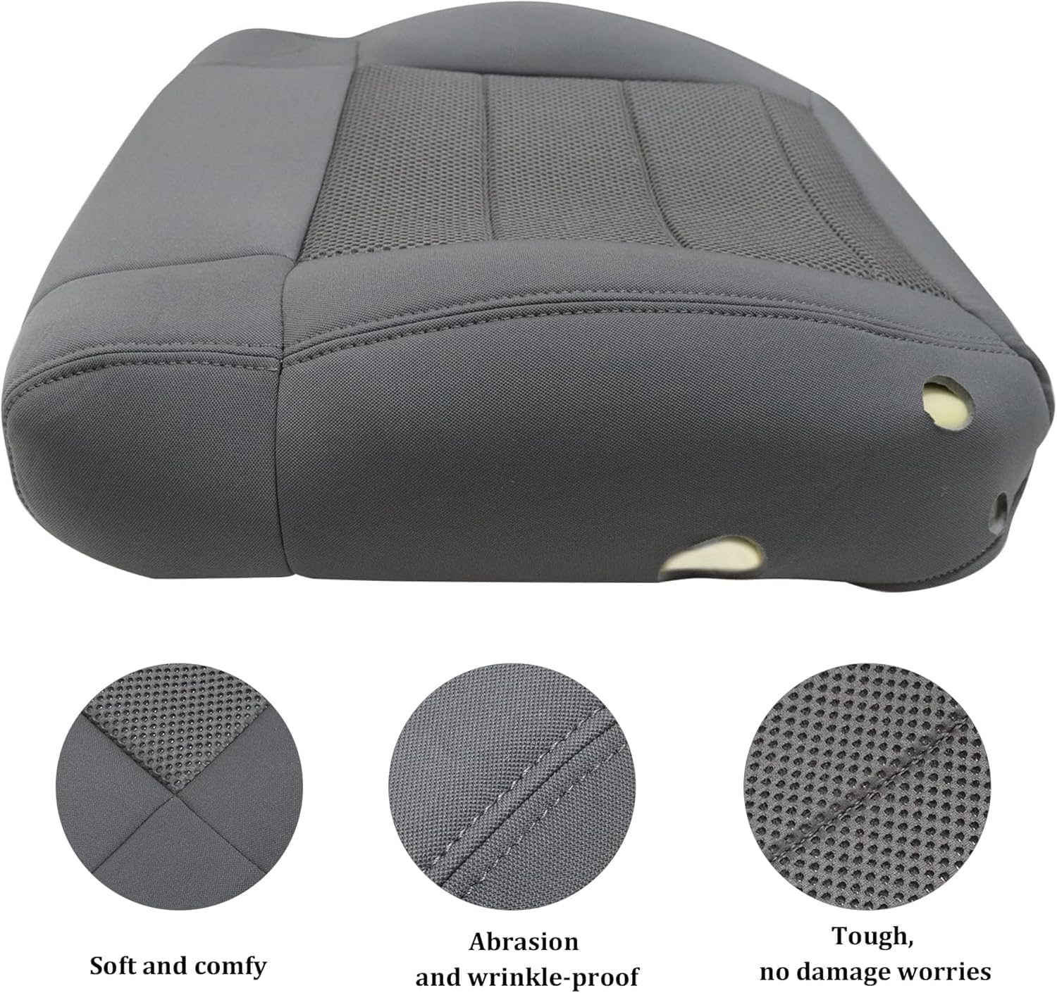 GXARTS Front Driver and Passenger Side Bottom Cloth Seat Cover & Foam Cushion Gray Replacement Compatible with Jeep Wrangler Sahara 2008 2009 2010