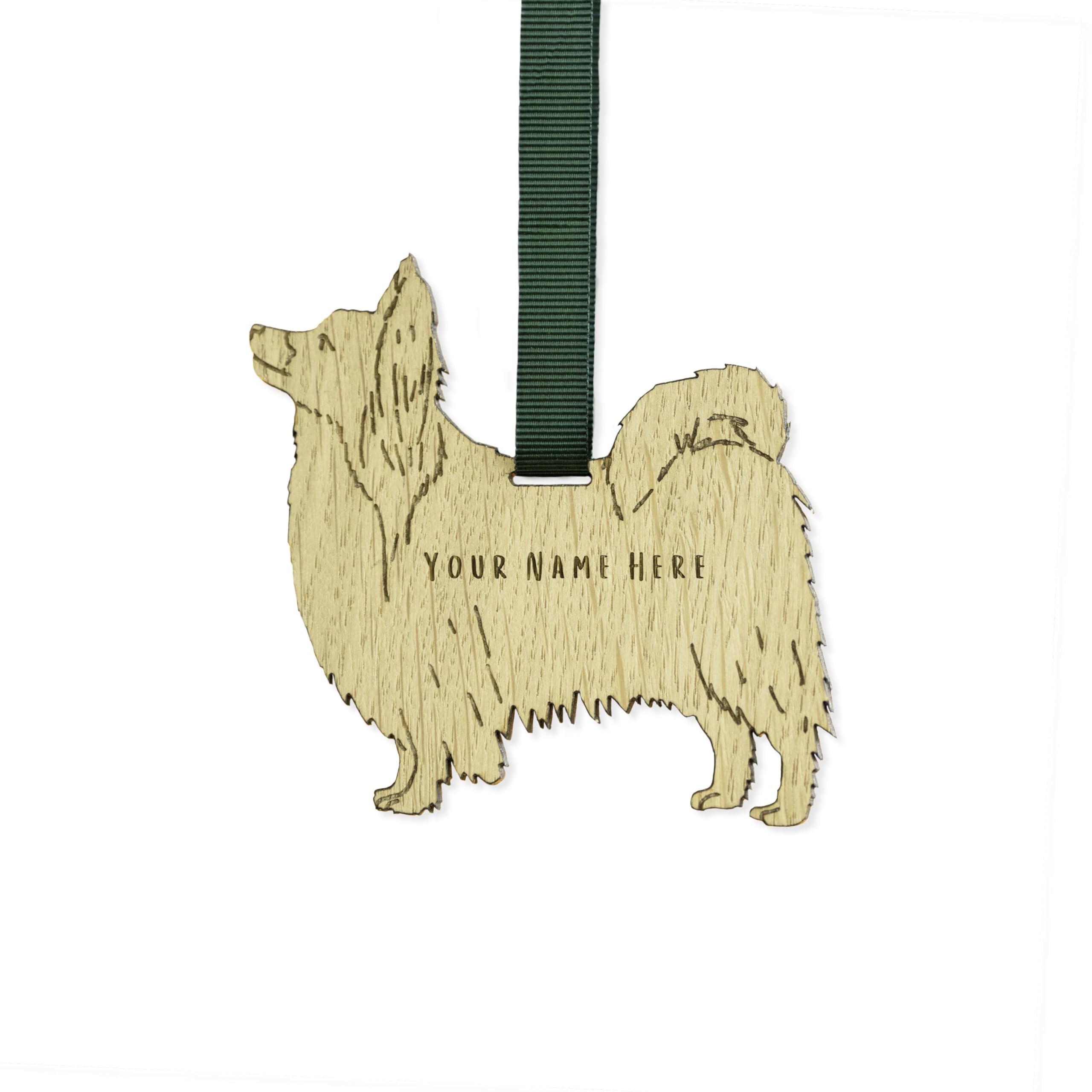 "Manta Makes Personalised Dog Christmas Decorations, wooden dog lover gifts for dog lovers, range of over 50 breeds, personalised pet memorial gifts, best dog Mum gifts (Papillon)"