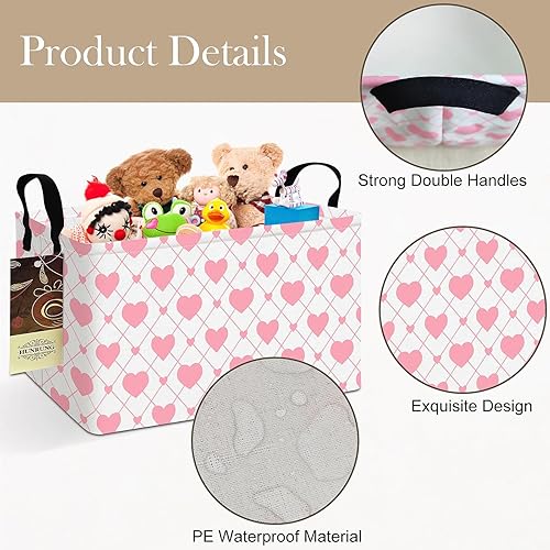 Miniatura 221 de HUNRUNG Cesta rectangular de almacenamiento de lona, bonita cesta organizadora de lona para mascotas, juguetes de niños, libros, ropa, perfecta