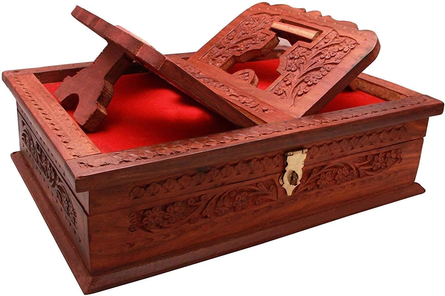 Antlantic Wood Store Wooden Handmade Book Box for Holy Book Storage, Book Holder, Holy Book Stand Box for Quran, Ramayana, Bible, Geeta, Vedas and Guru Granth Sahib - Gift Option, Home Decor