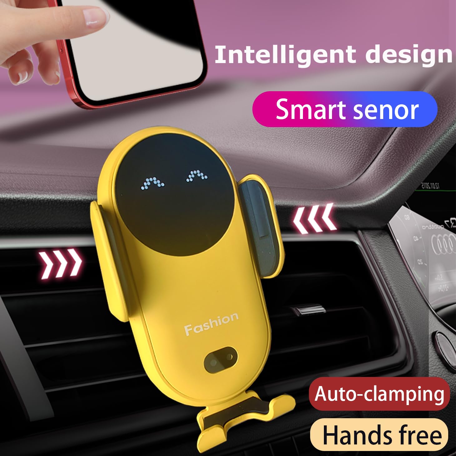 Soporte inalámbrico para cargador de coche, bonito soporte para teléfono de coche, sujeción automática de ventilación de aire, soporte de teléfono inteligente para iPhone