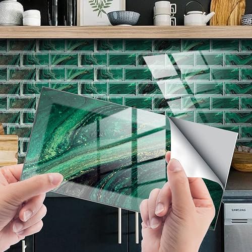 Azulejos de despegar y pegar, impermeables para salpicaduras en muro de cocina, azulejos de color sólido, azulejos autoadhesivos, azulejos de pared