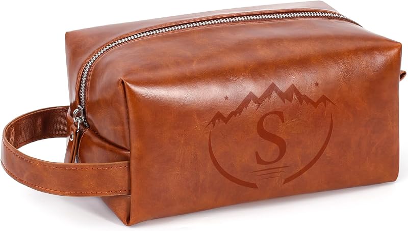 Necessaire masculina BagUrshion de viagem em couro sintético marrom, com zíper, dobrável, Brown - S