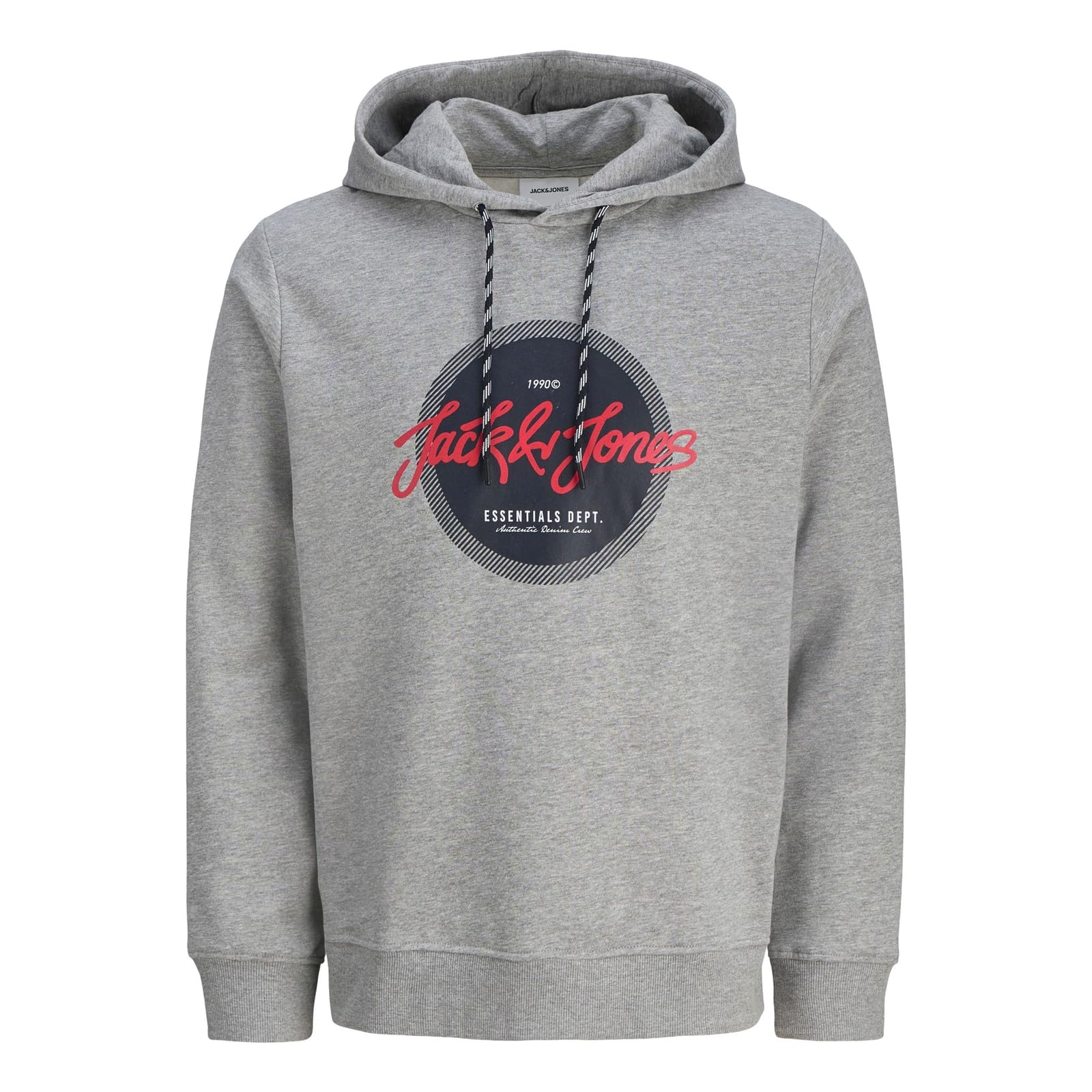 JACK & JONES Herren Hoodie Kapuzenpullover Urban Sweat Hood, Farbe:Grau, Artikel:-Grey Melange, Größe:L