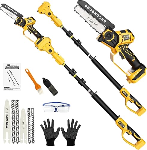 Realtopdo Motosierra y Sierra de Poste de 68 pulgadas, Compatible con Batería DeWalt 20v - Motosierra Eléctrica Portátil Pequeña Inalámbrica Sin