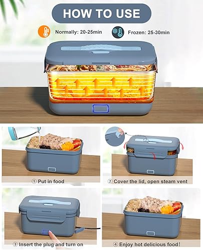 Miniatura 4 de Fiambrera eléctrica calentador de alimentos, calentador de alimentos portátil de alta potencia de 100 W, lonchera térmica para adultos