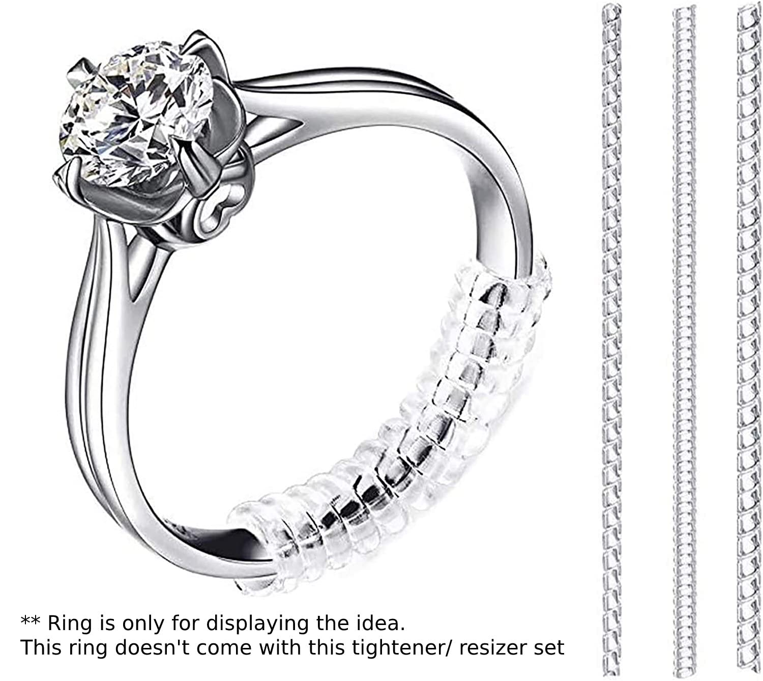 Invisible Clear Spiral Ring Size Adjuster Set (Pack of 6)