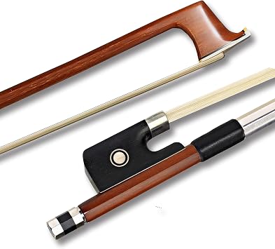 BlissKiss Brazilwood Cello Bow - Handmade with Natural Horsehair, Ebony Frog, and Nickel Silver Winding Perfect Balance and Superior Sound Quality 1/2 CELLO BOW