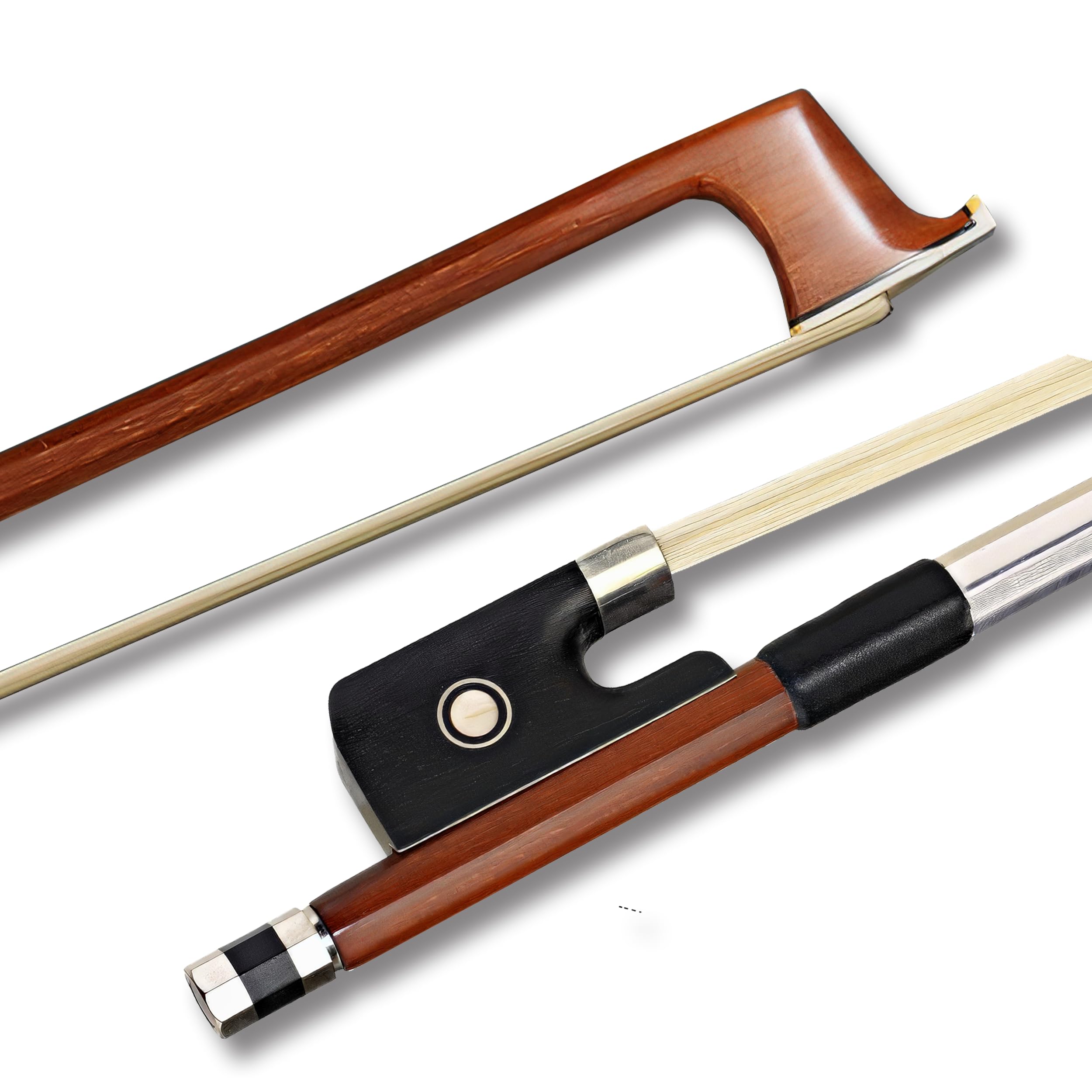 BlissKiss Brazilwood Cello Bow - Handmade with Natural Horsehair, Ebony Frog, and Nickel Silver Winding – Perfect Balance and Superior Sound Quality (4/4 CELLO BOW)