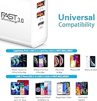 Vista 6 de iSeekerKit - Cargador USB C, paquete de 2 unidades, 30 W, 3 puertos, tipo C, bloque de carga con PD 3.0 + 5 V/2.4 A, plegable, USB C, enchufe