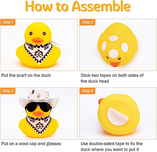 Miniatura 3 de wonuu Adornos de pato de goma para automóvil, decoración de tablero de automóvil de pato amarillo con casco de hélice para decoración navideña y