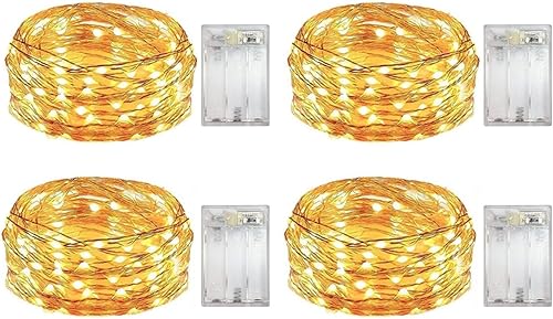 Paquete de 4 luces LED de gota de rocío a pilas, mini luces de hadas para interiores con función de temporizador, para bodas, hogar, fiestas,
