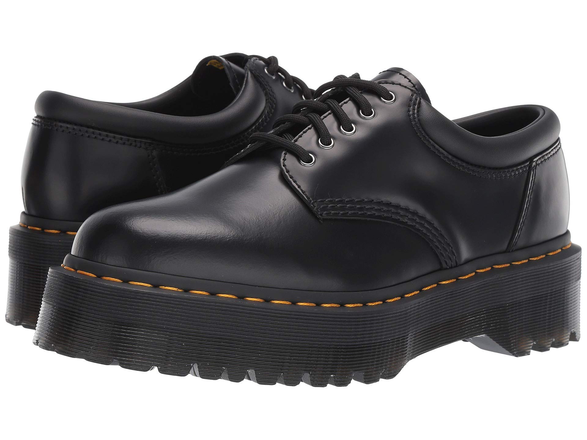 Dr. Martens Black 1461 Quad Smooth Leather Platform Shoes Men's Size 3 