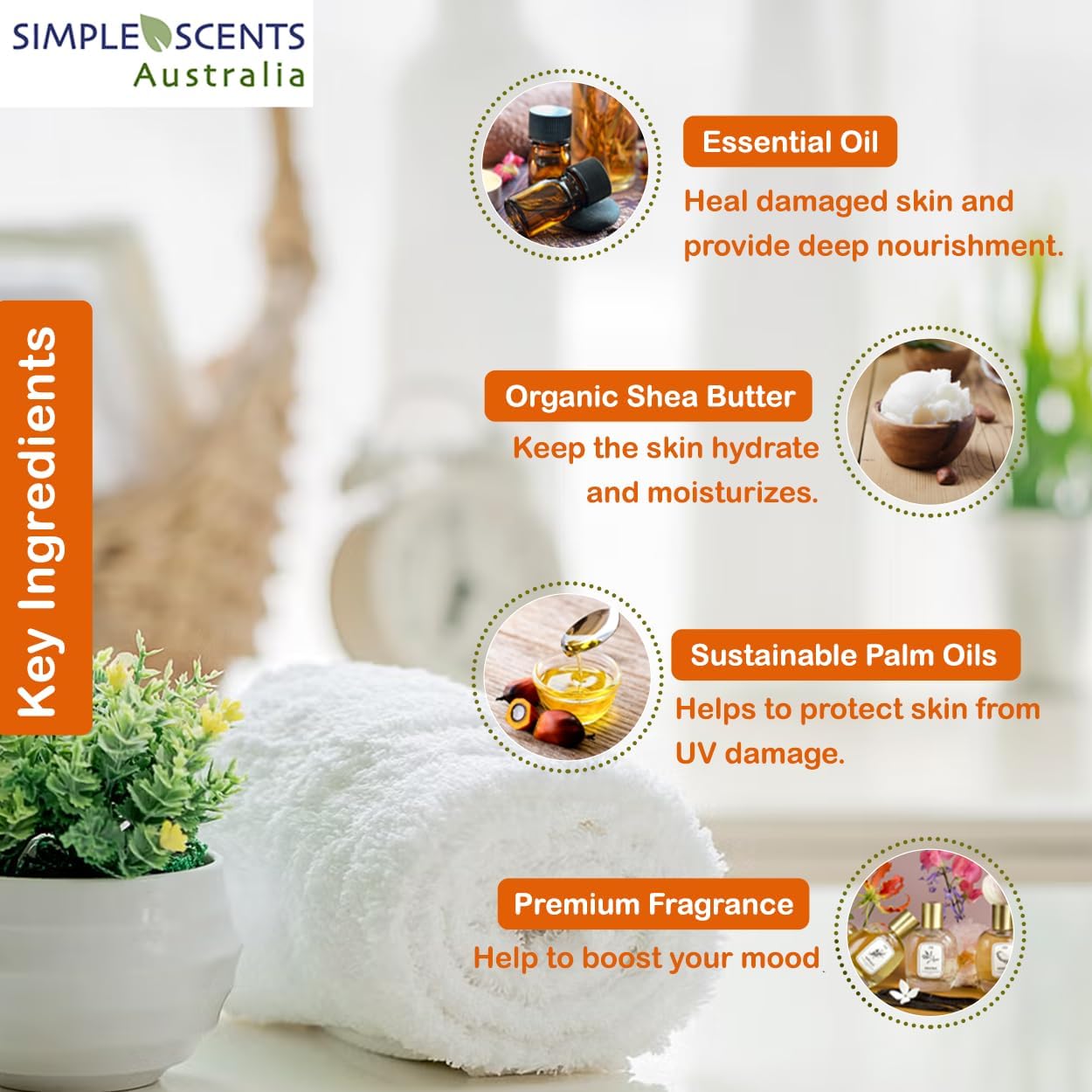 Simple Scents Australia Orange Zest Scented Natural Soap Bars (5 Bars), 3.5oz Moisturizing French Triple Milled Soap Bars Enriched with Shea Butter - Pure Plant Oil Bath & Body - Image 7