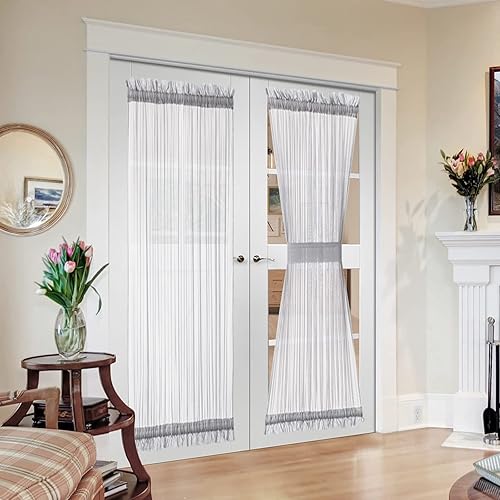 Vista 63 de MIULEE - Cortinas semitransparentes para puerta francesa de 2 paneles