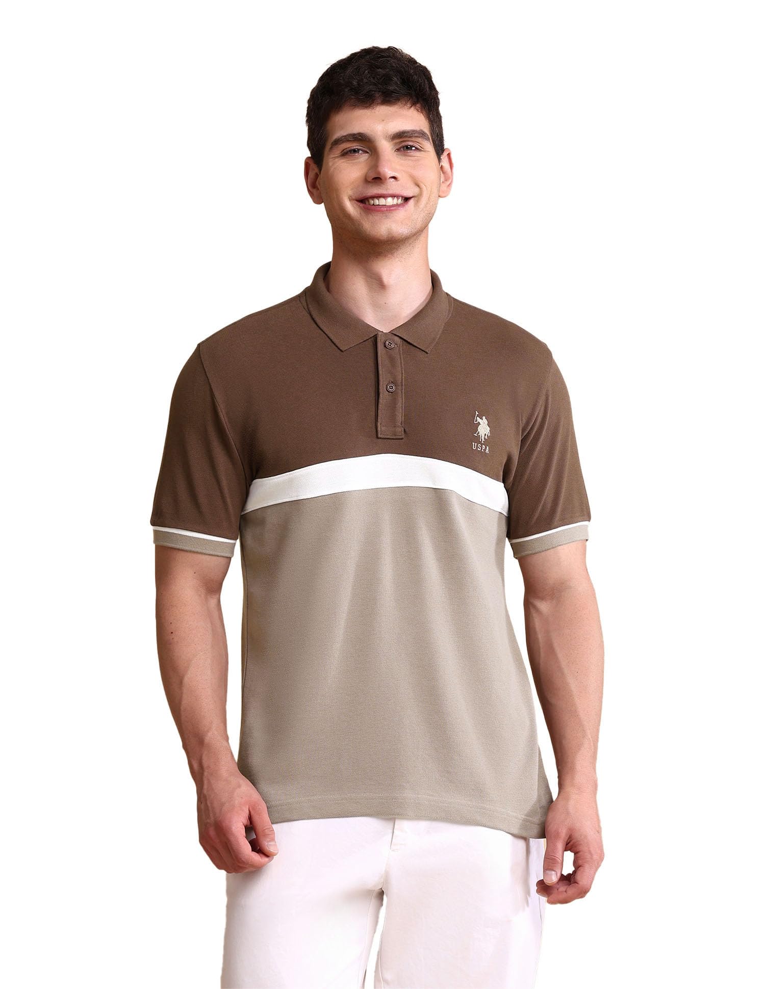 u.s. polo assn. Men Cotton Solid Slim Fit Polo Shirt-picture-37