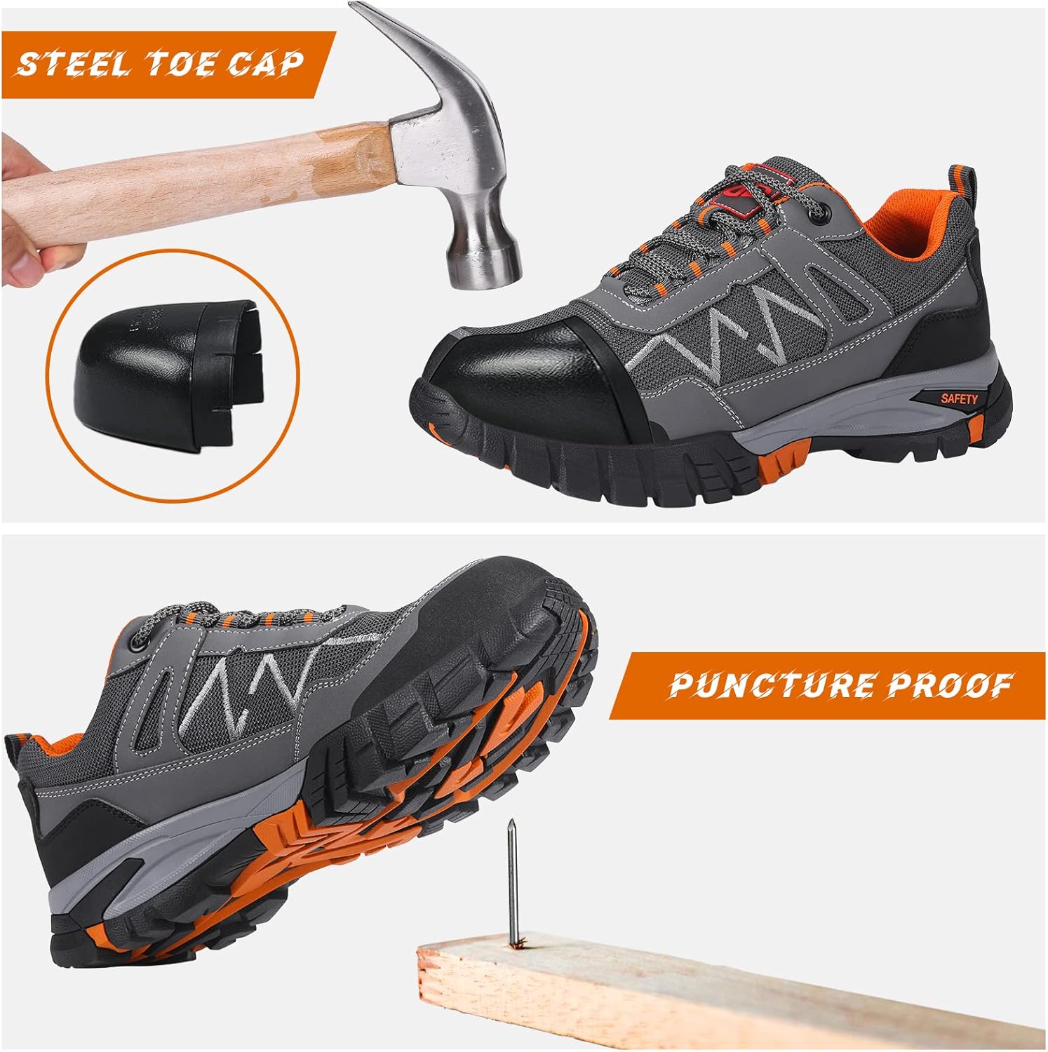 Steel Toe Sneakers Comfortable Safety Shoes for Men Steel Toe Shoes for Women Slip On Construction Work Shoes - Image 3