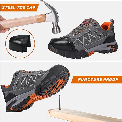 Miniatura 2 de BDETIBAYE Steel Toe Sneakers Comfortable Safety Shoes for Men Steel Toe Shoes for Women Non Slip Construction Work Shoes