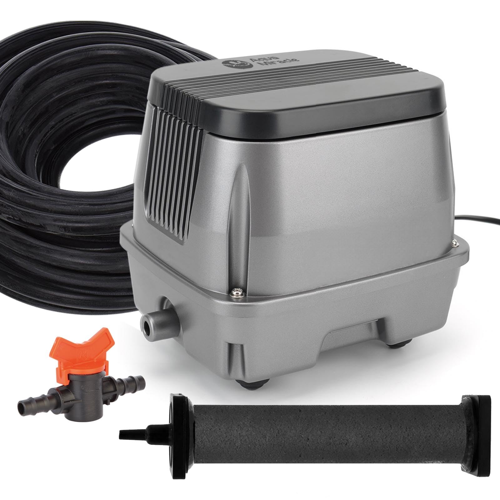 Photo 1 of AquaMiracle All-in-1 Koi Pond Aeration Kit Pond Air Pump with Self-Sinking Airline Rubber Air Diffuser, Air Flow Control Pond Aerator for Outdoor Pond 2,000-5,000 Gallons