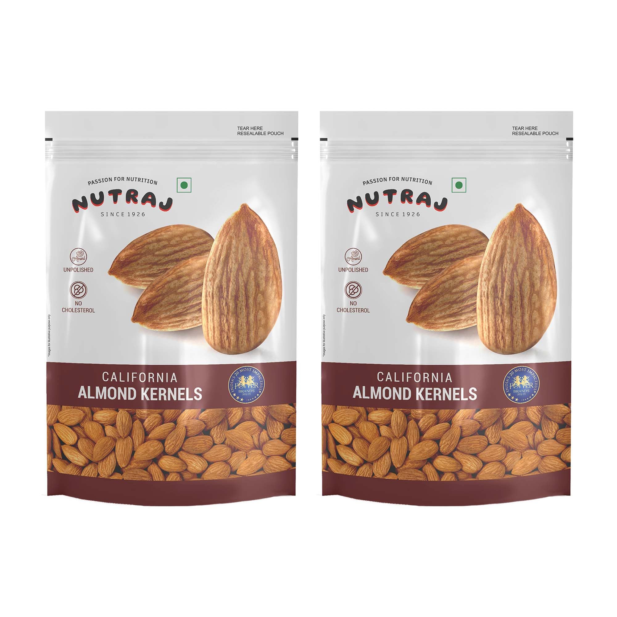 Nutraj California Almonds 500g (250g x 2) Pouch | Badam Giri | Dry Fruits and Nuts | Grocery Items
