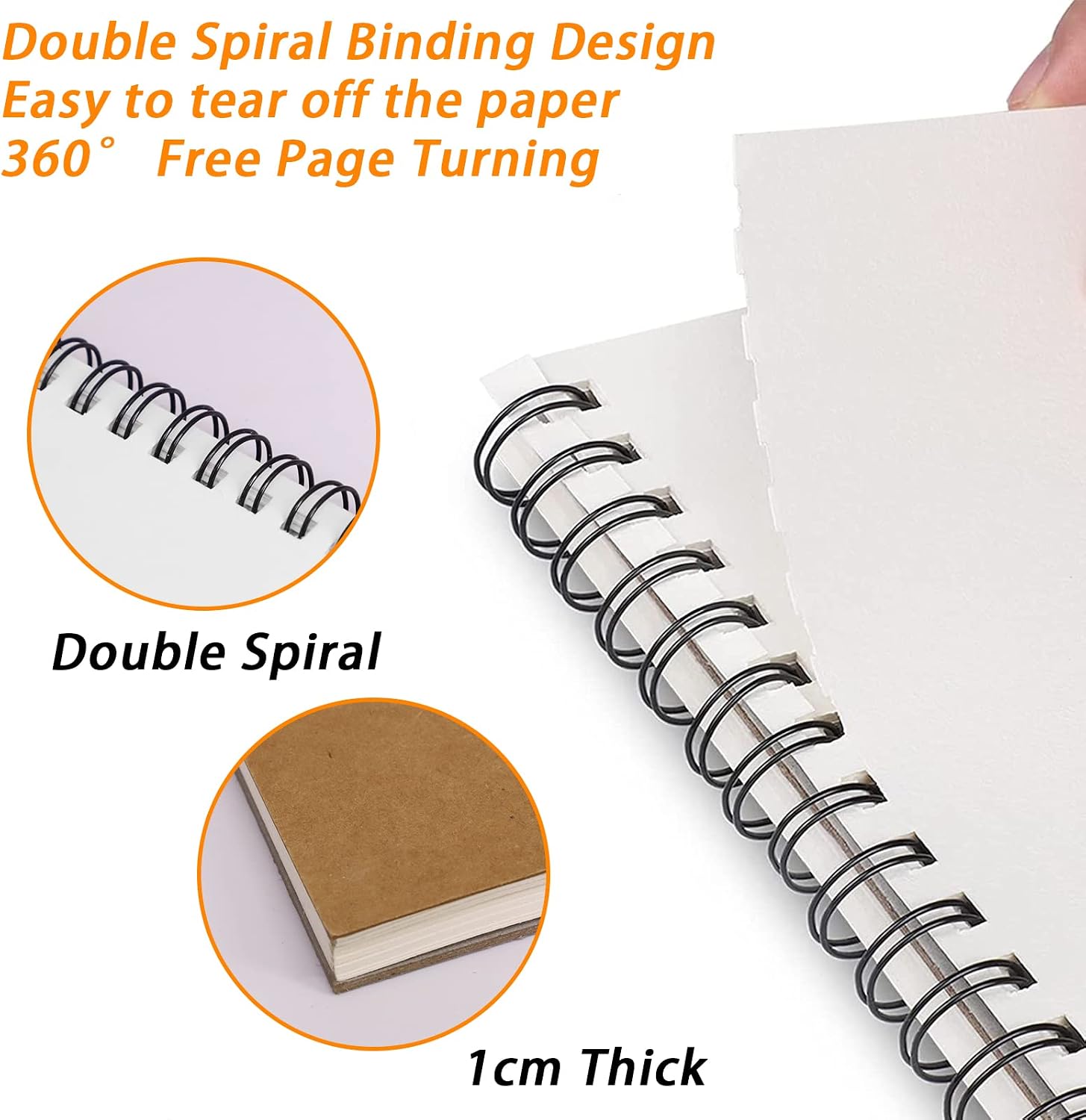Sibontier Sketchbook A4 Sketch Pad Hardback Sketch Book for Artists Kids Teens Adults Spiral Bound Drawing Pad 160gsm Drawing Book 60 Pages/ 30 Sheets Drawing Paper - Image 4