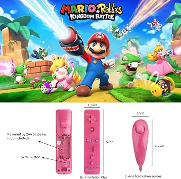 Motion Plus Wii Controllers 2Packs with Nunchucks, Wii Remote Controllers Compatible for wii and Wii U with Built in Motion Plus