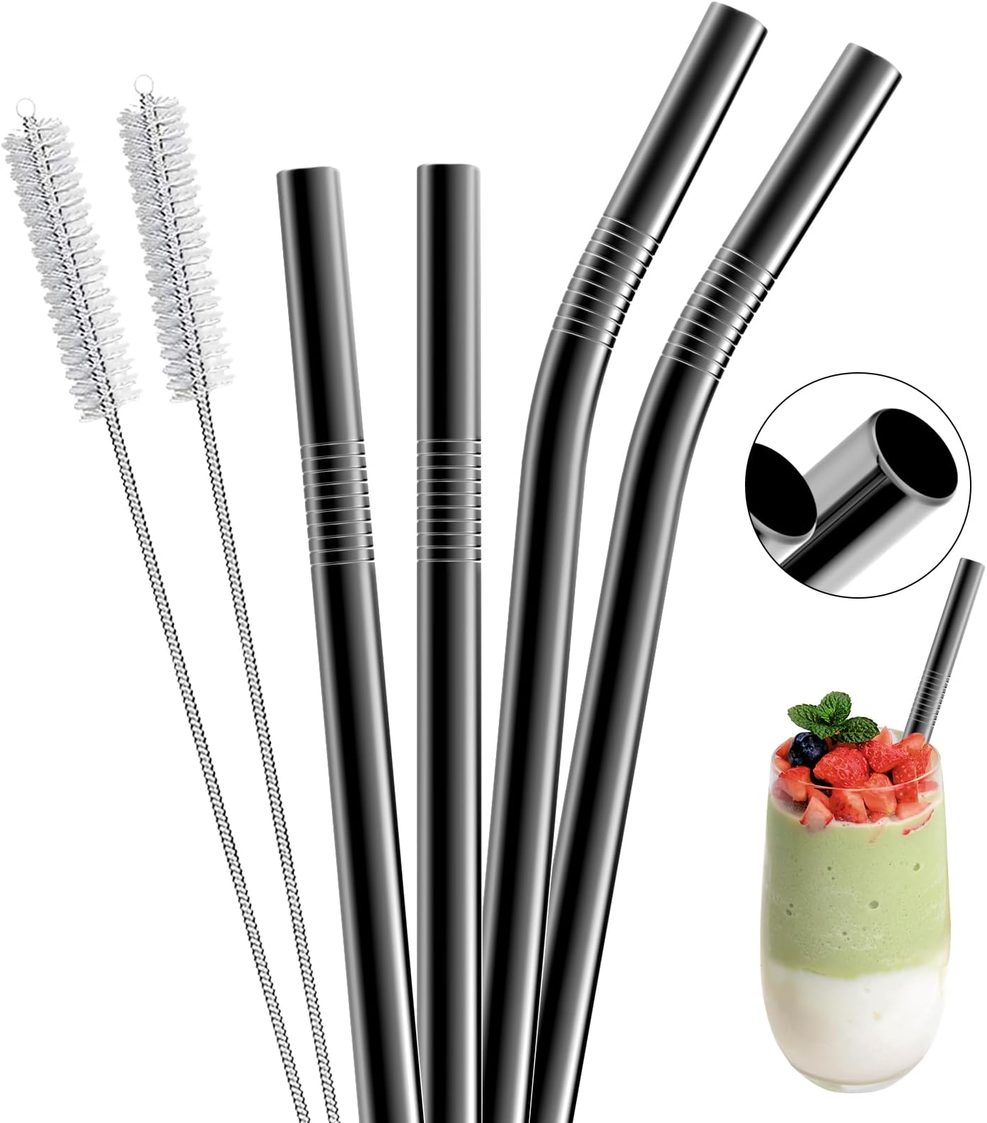 8 Pack Reusable Plastic Boba Straws, 12 Mm X 10.3 Inch - View #10
